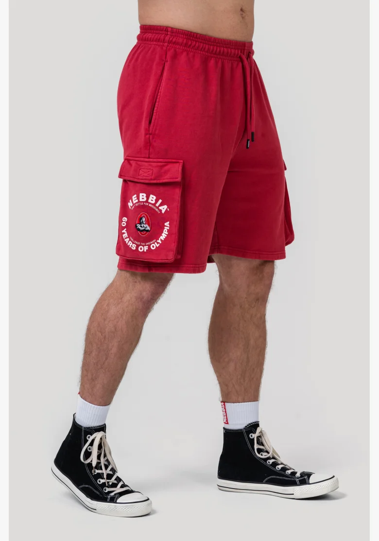 NEBBIA • NEBBIA Washed pantaloni cargo larghi LEGACY rossi • Nebshop.it