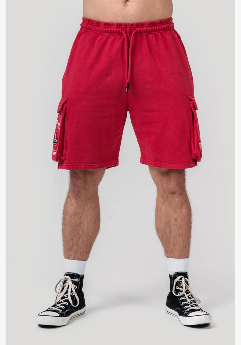 NEBBIA • NEBBIA Washed pantaloni cargo larghi LEGACY rossi • Nebshop.it