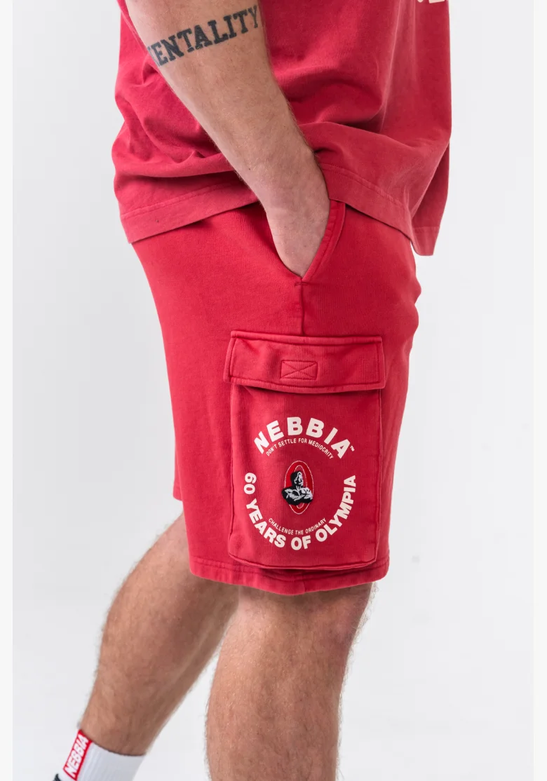 NEBBIA • NEBBIA Washed pantaloni cargo larghi LEGACY rossi • Nebshop.it