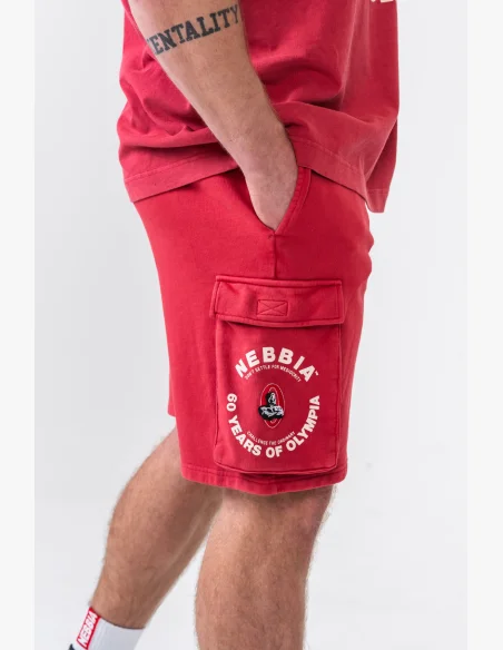 NEBBIA • NEBBIA Washed pantaloni cargo larghi LEGACY rossi • Nebshop.it