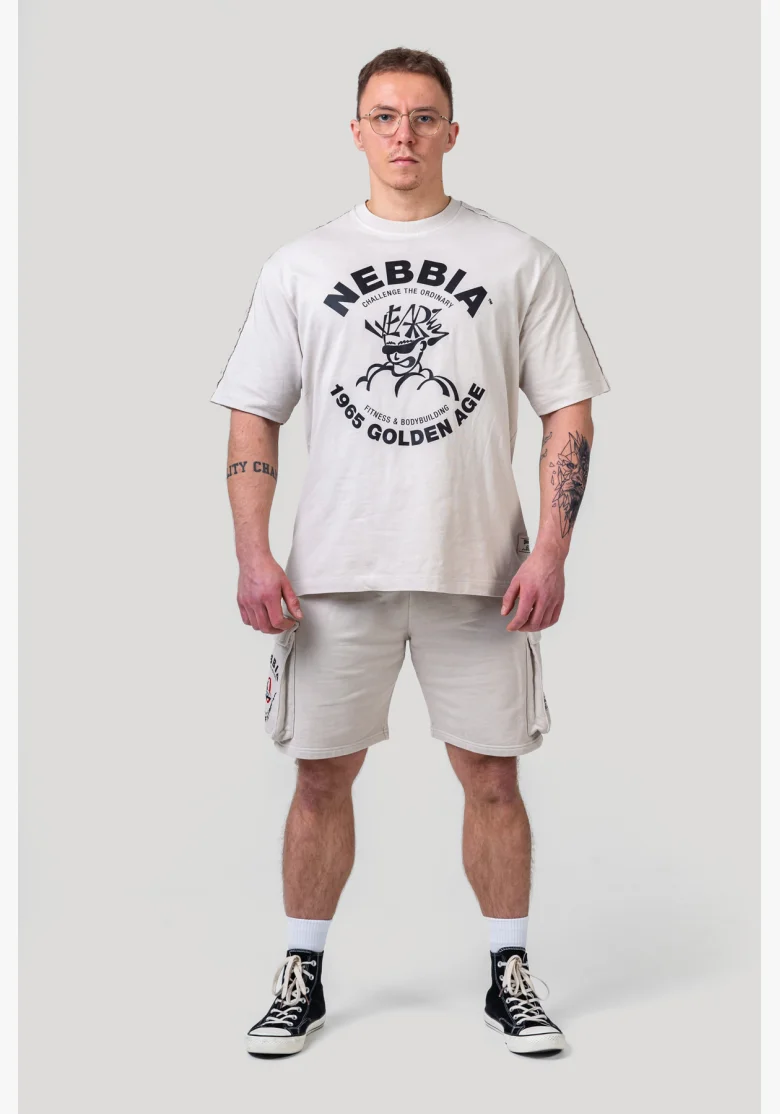 NEBBIA • NEBBIA T-shirt oversize lavato GOLDEN AGE grigio • Nebshop.cz