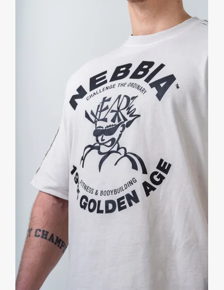 NEBBIA • NEBBIA T-shirt oversize lavato GOLDEN AGE grigio • Nebshop.cz