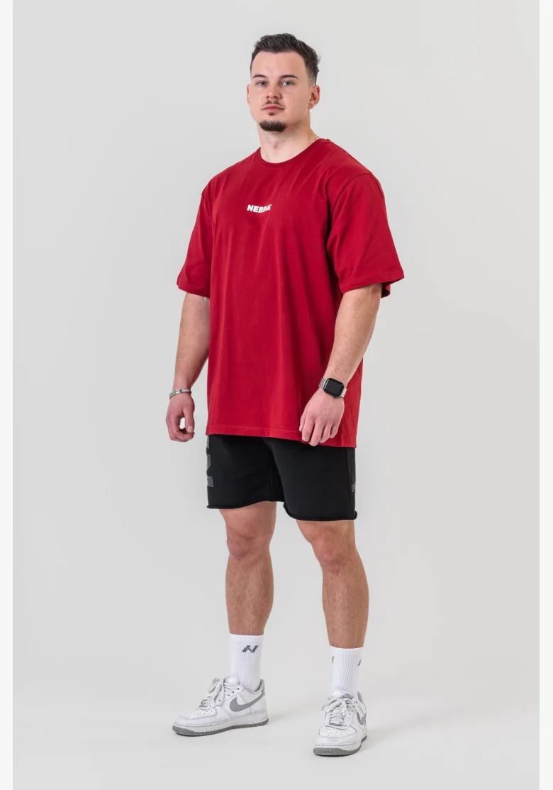 NEBBIA • NEBBIA GYM ESSENTIALS T-shirt oversize rossa • Nebshop.cz