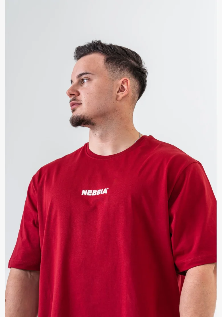 NEBBIA • NEBBIA GYM ESSENTIALS T-shirt oversize rossa • Nebshop.cz