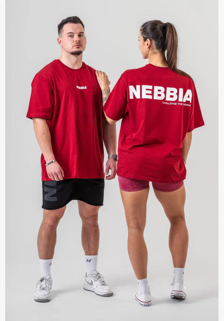 NEBBIA • NEBBIA GYM ESSENTIALS T-shirt oversize rossa • Nebshop.cz