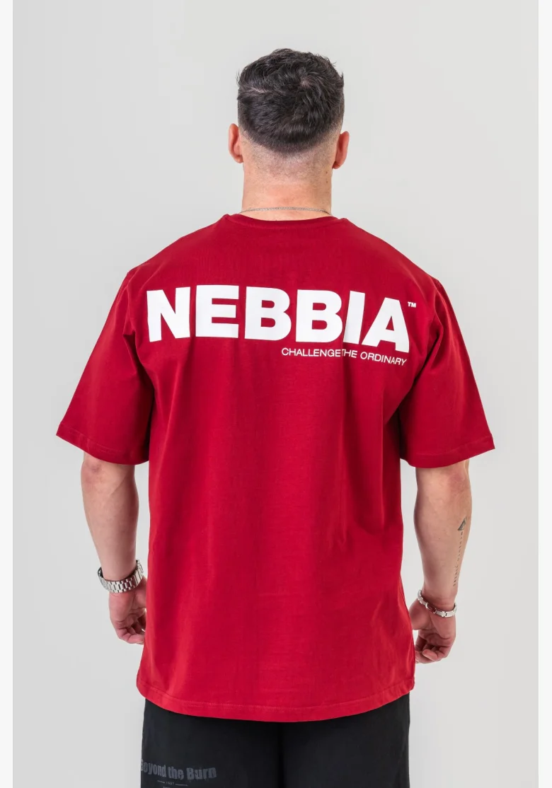 NEBBIA • NEBBIA GYM ESSENTIALS T-shirt oversize rossa • Nebshop.cz