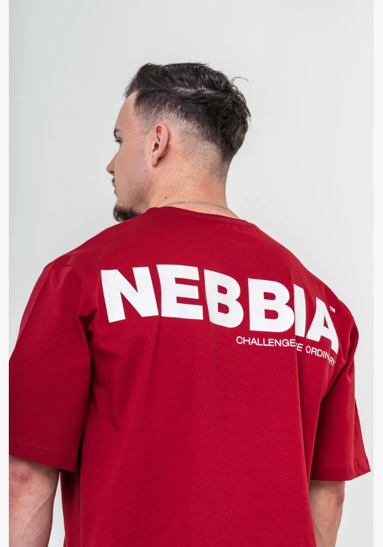 NEBBIA • NEBBIA GYM ESSENTIALS T-shirt oversize rossa • Nebshop.cz