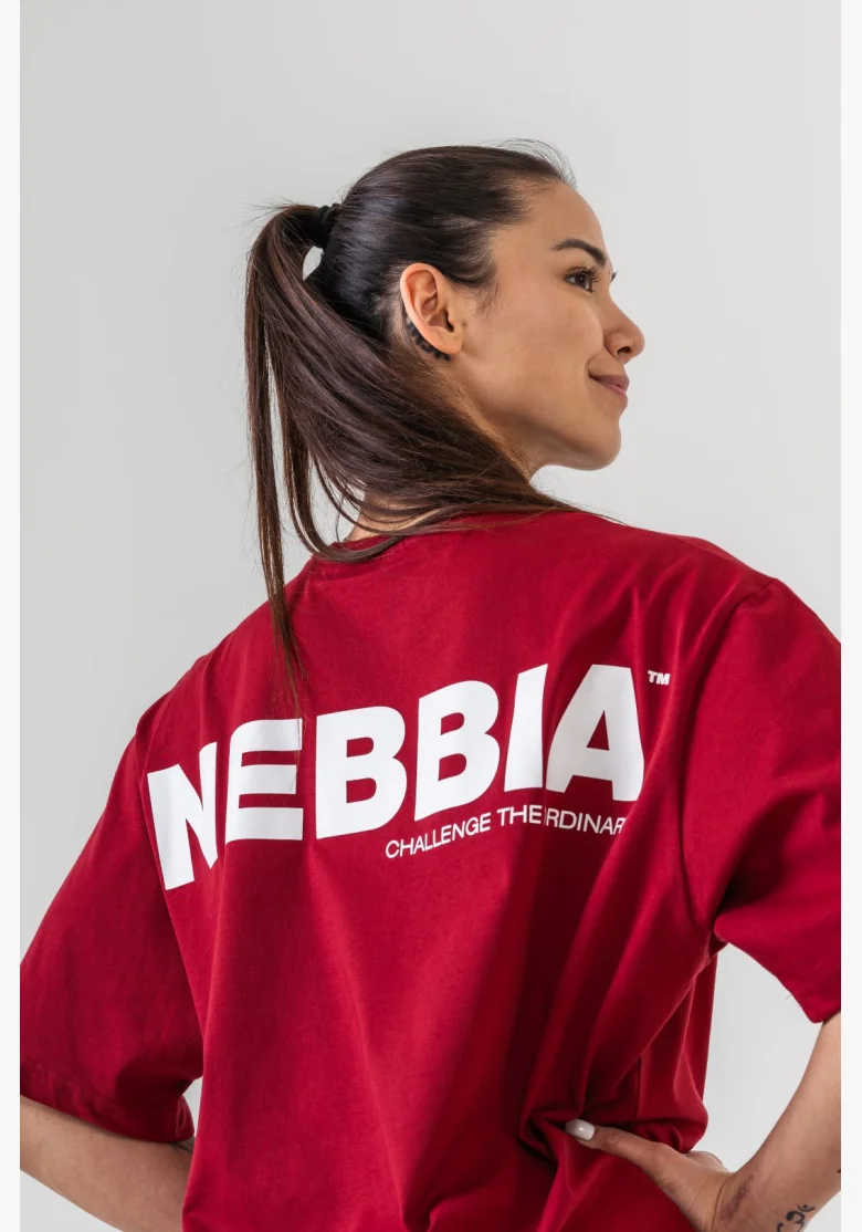 NEBBIA • NEBBIA GYM ESSENTIALS T-shirt oversize rossa • Nebshop.cz