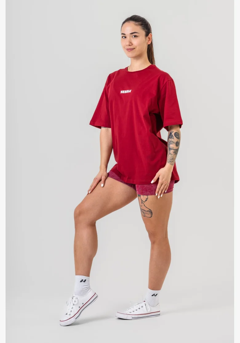 NEBBIA • NEBBIA GYM ESSENTIALS T-shirt oversize rossa • Nebshop.cz