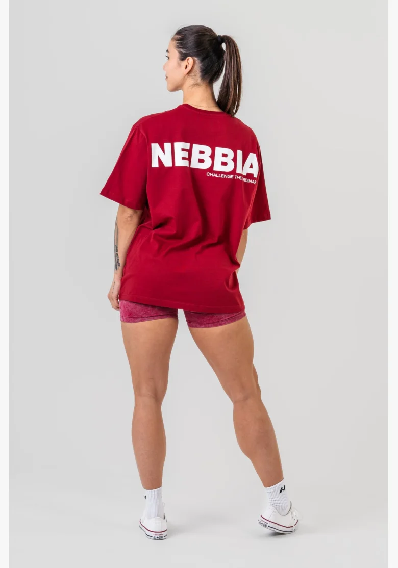NEBBIA • NEBBIA GYM ESSENTIALS T-shirt oversize rossa • Nebshop.cz
