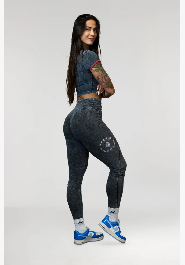 NEBBIA • NEBBIA Leggings fitness lavati con vita alta GYM WARRIOR • Nebshop.cz