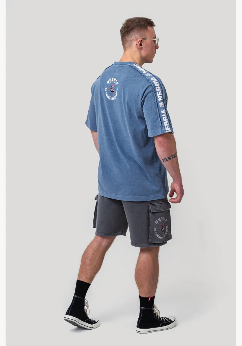 NEBBIA • NEBBIA T-shirt oversize lavato GOLDEN AGE blu • Nebshop.cz