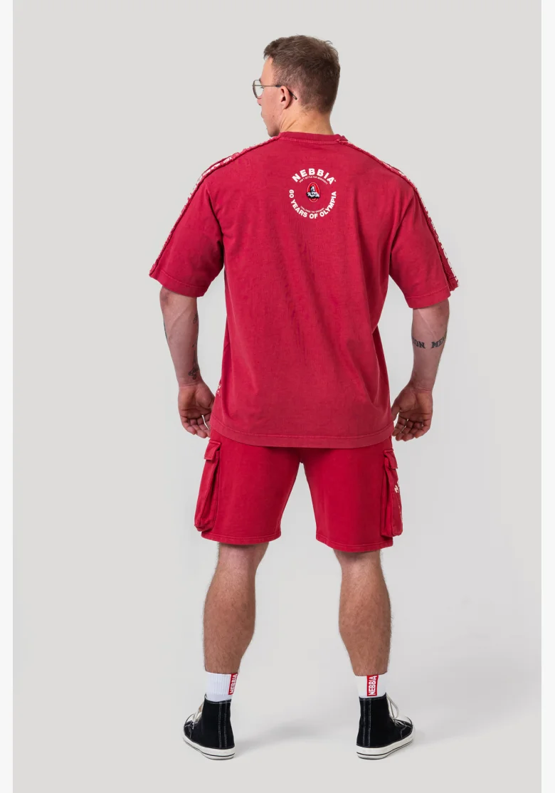 NEBBIA • NEBBIA T-shirt oversize lavato GOLDEN AGE rossa • Nebshop.cz