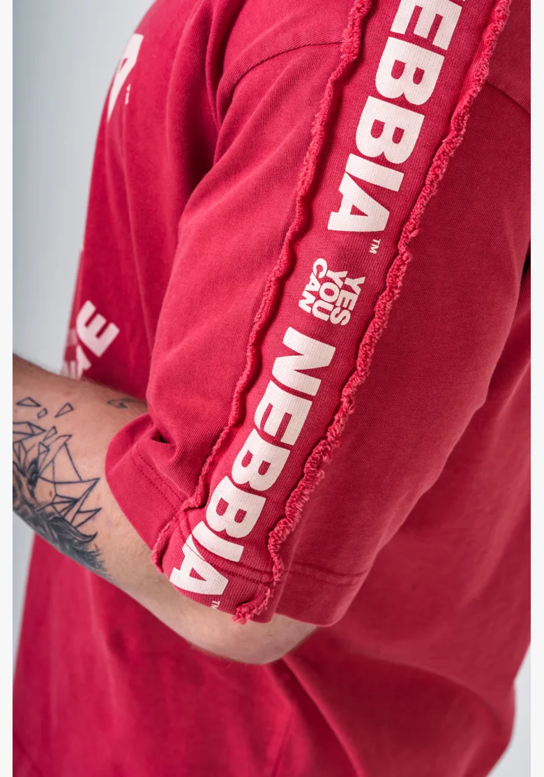 NEBBIA • NEBBIA T-shirt oversize lavato GOLDEN AGE rossa • Nebshop.cz