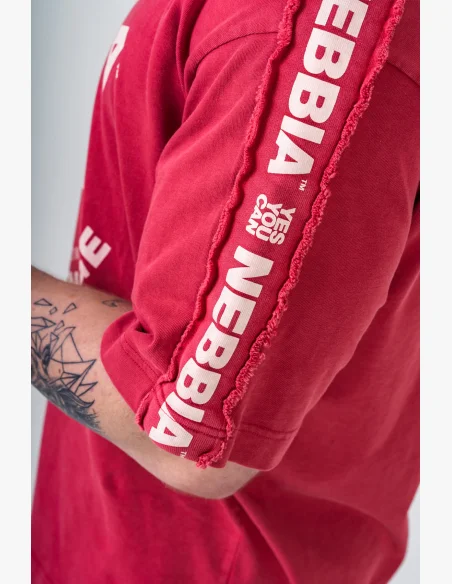 NEBBIA • NEBBIA T-shirt oversize lavato GOLDEN AGE rossa • Nebshop.cz