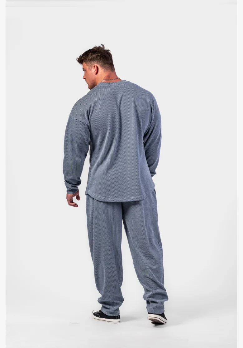 NEBBIA • NEBBIA Felpa oversize senza cappuccio SIGNATURE blu • Nebshop.cz