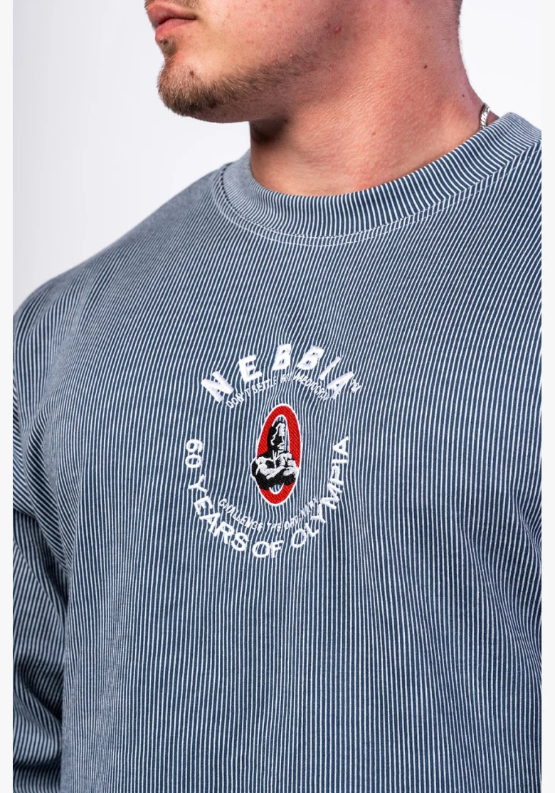 NEBBIA • NEBBIA Felpa oversize senza cappuccio SIGNATURE blu • Nebshop.cz