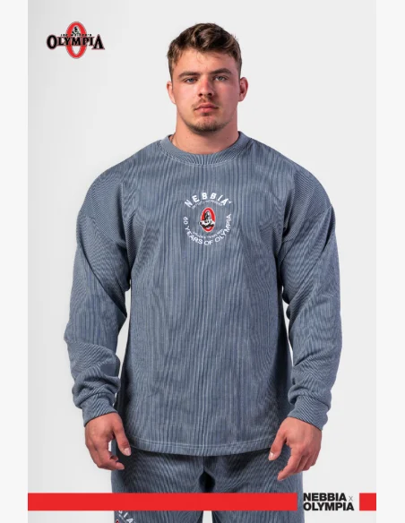 NEBBIA • NEBBIA Felpa oversize senza cappuccio SIGNATURE blu • Nebshop.cz