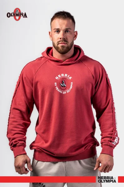 NEBBIA • NEBBIA Felpa con cappuccio HERITAGE rossa • Nebshop.it