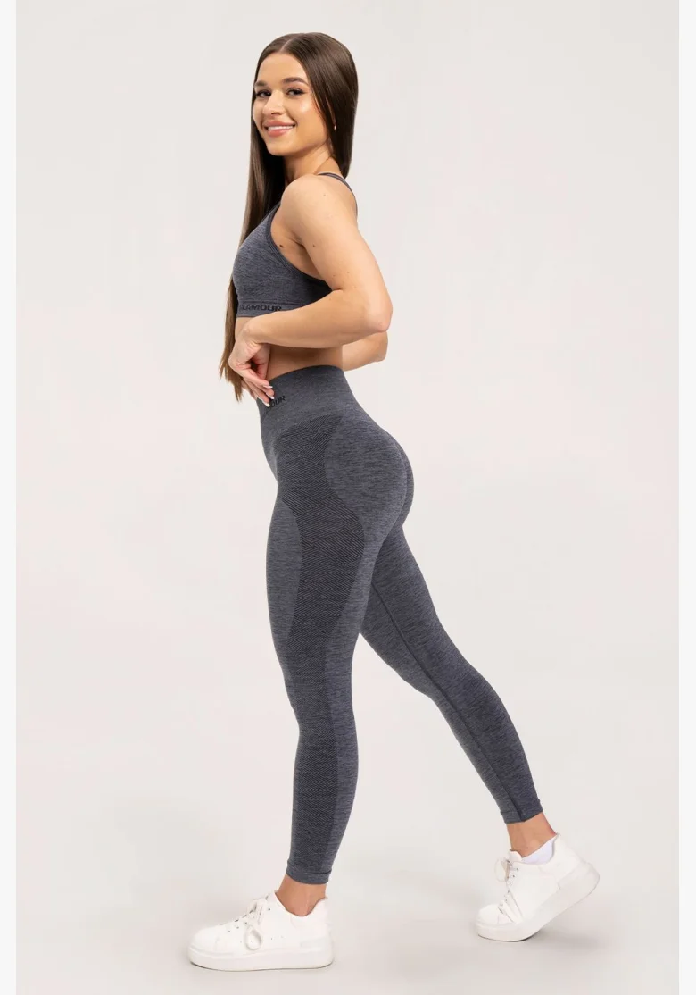 Gym Glamour Leggings senza cuciture senza effetto push-up Grigio Scuro • Nebshop.it