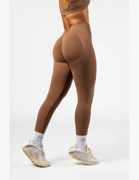NEBBIA • NEBBIA Leggings seamless con vita alta MAXIMUM PUSH-UP marroni • Nebshop.it