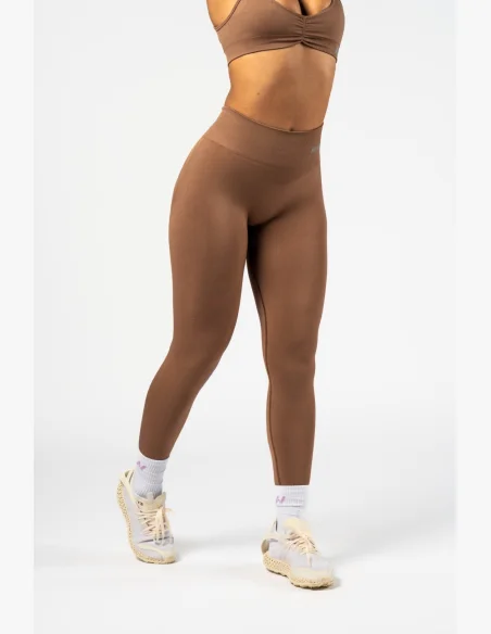 NEBBIA • NEBBIA Leggings seamless con vita alta MAXIMUM PUSH-UP marroni • Nebshop.it
