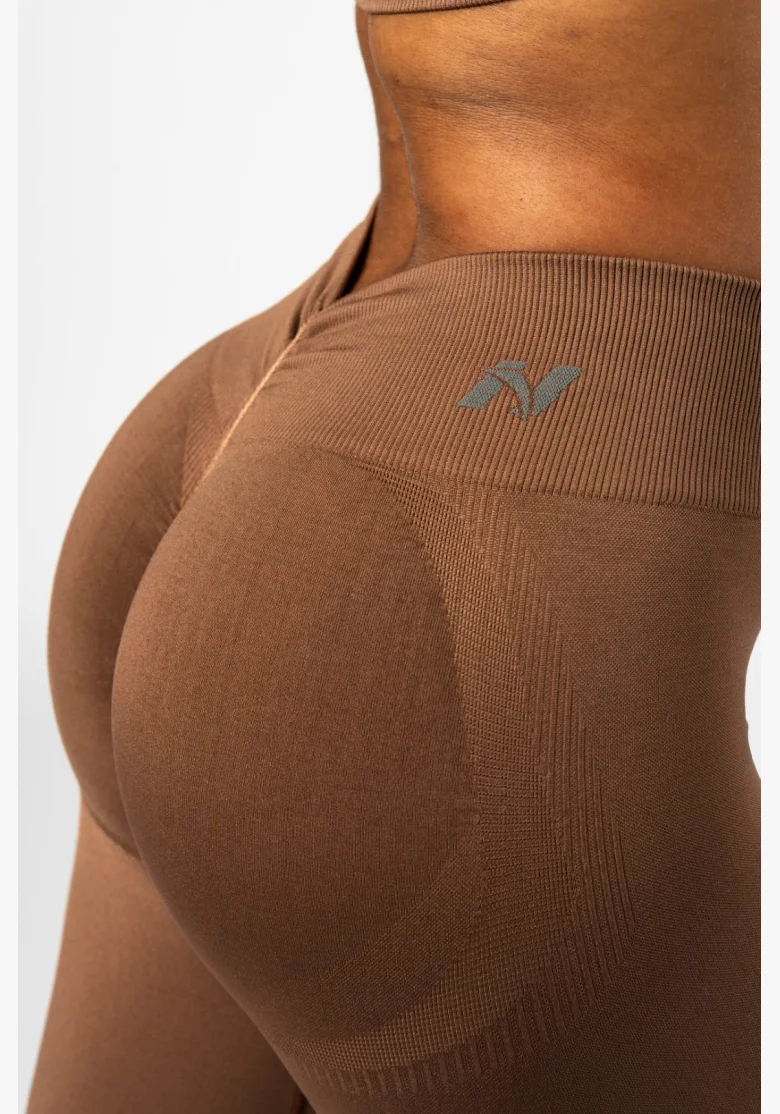 NEBBIA • NEBBIA Leggings seamless con vita alta MAXIMUM PUSH-UP marroni • Nebshop.it