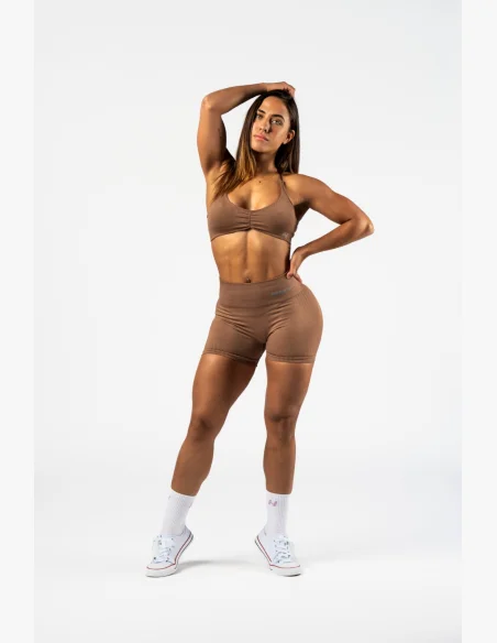 NEBBIA • NEBBIA Pantaloni corti push-up senza cuciture con vita alta TOTALLY SEAMLESS marroni • Nebshop.it