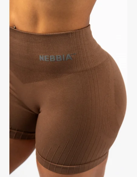 NEBBIA • NEBBIA Pantaloni corti push-up senza cuciture con vita alta TOTALLY SEAMLESS marroni • Nebshop.it