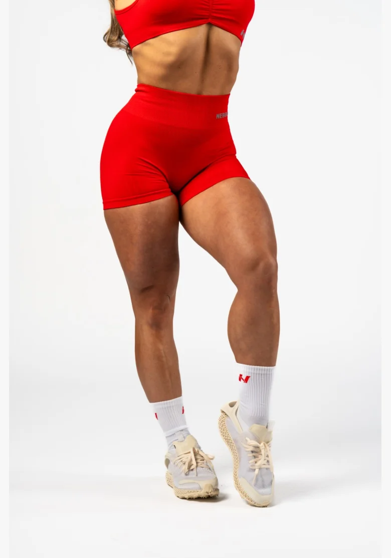 NEBBIA • NEBBIA Shorts senza cuciture push-up a vita alta TOTALLY SEAMLESS rossi • Nebshop.it