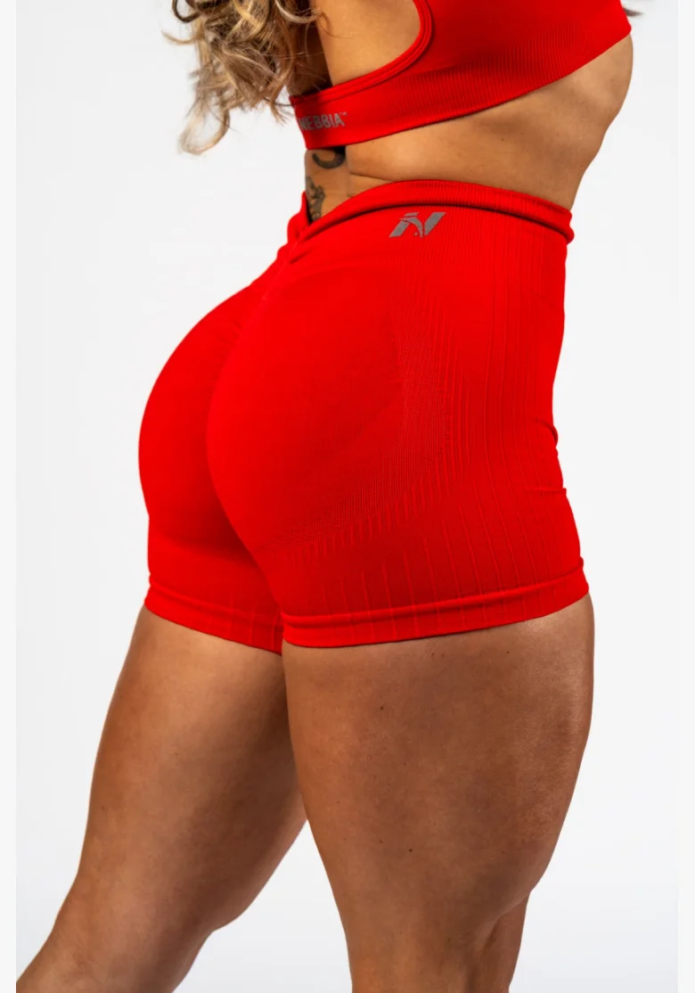 NEBBIA • NEBBIA Shorts senza cuciture push-up a vita alta TOTALLY SEAMLESS rossi • Nebshop.it