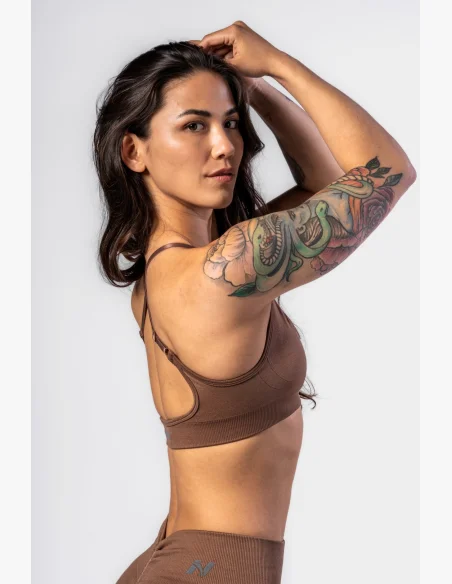 NEBBIA • NEBBIA Top sportivo con supporto medio TOTALLY SEAMLESS marrone • Nebshop.cz
