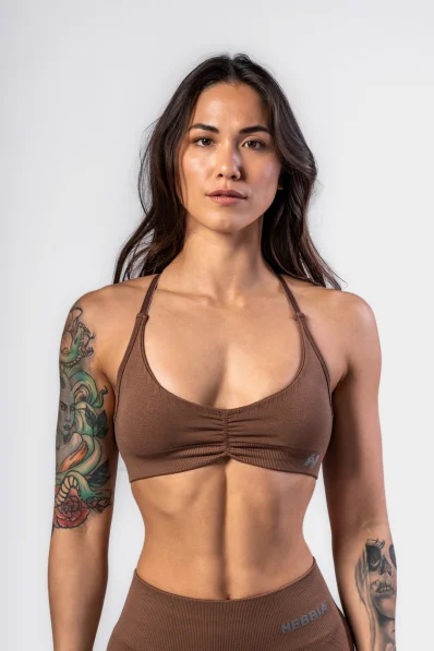 NEBBIA • NEBBIA Top sportivo con supporto medio TOTALLY SEAMLESS marrone • Nebshop.cz