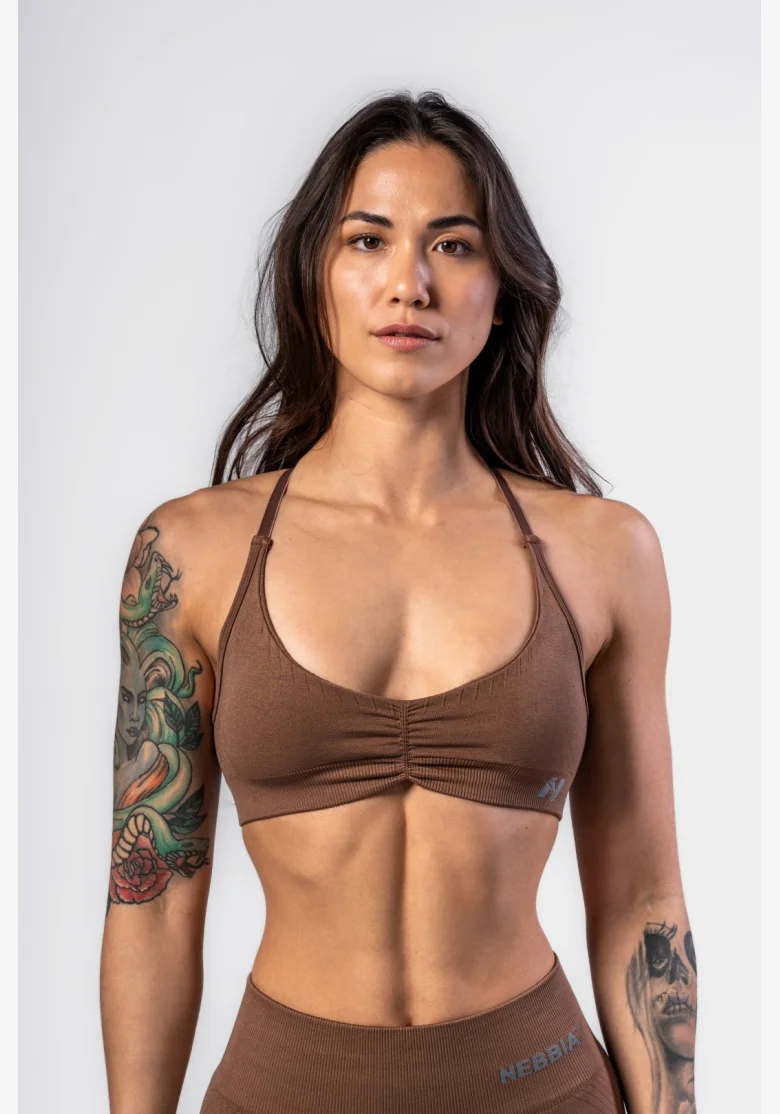 NEBBIA • NEBBIA Top sportivo con supporto medio TOTALLY SEAMLESS marrone • Nebshop.cz