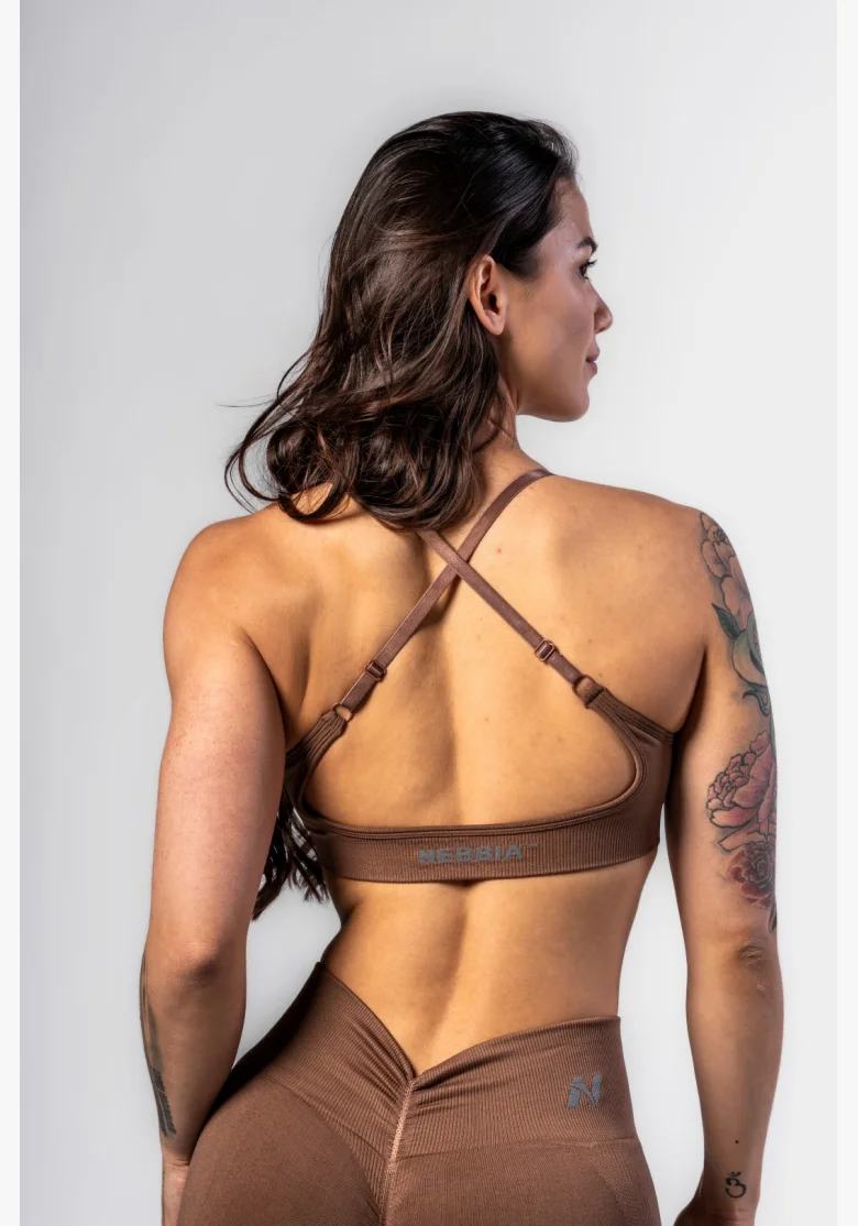 NEBBIA • NEBBIA Top sportivo con supporto medio TOTALLY SEAMLESS marrone • Nebshop.cz