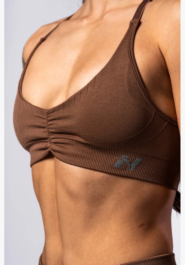 NEBBIA • NEBBIA Top sportivo con supporto medio TOTALLY SEAMLESS marrone • Nebshop.cz