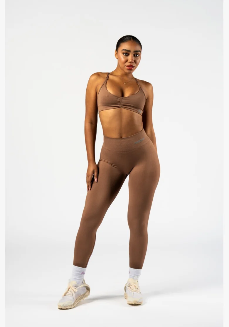 NEBBIA • NEBBIA Top sportivo con supporto medio TOTALLY SEAMLESS marrone • Nebshop.cz
