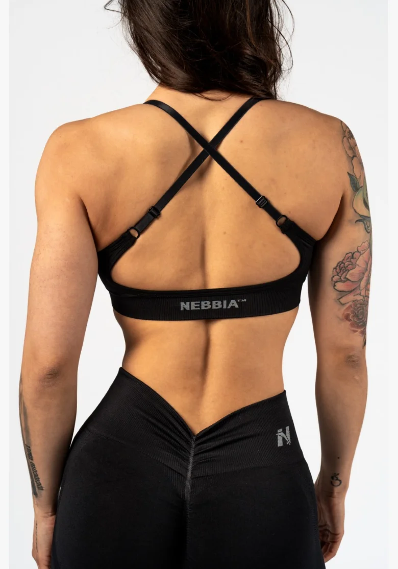 NEBBIA • NEBBIA Reggiseno sportivo con supporto medio TOTALLY SEAMLESS nero • Nebshop.cz