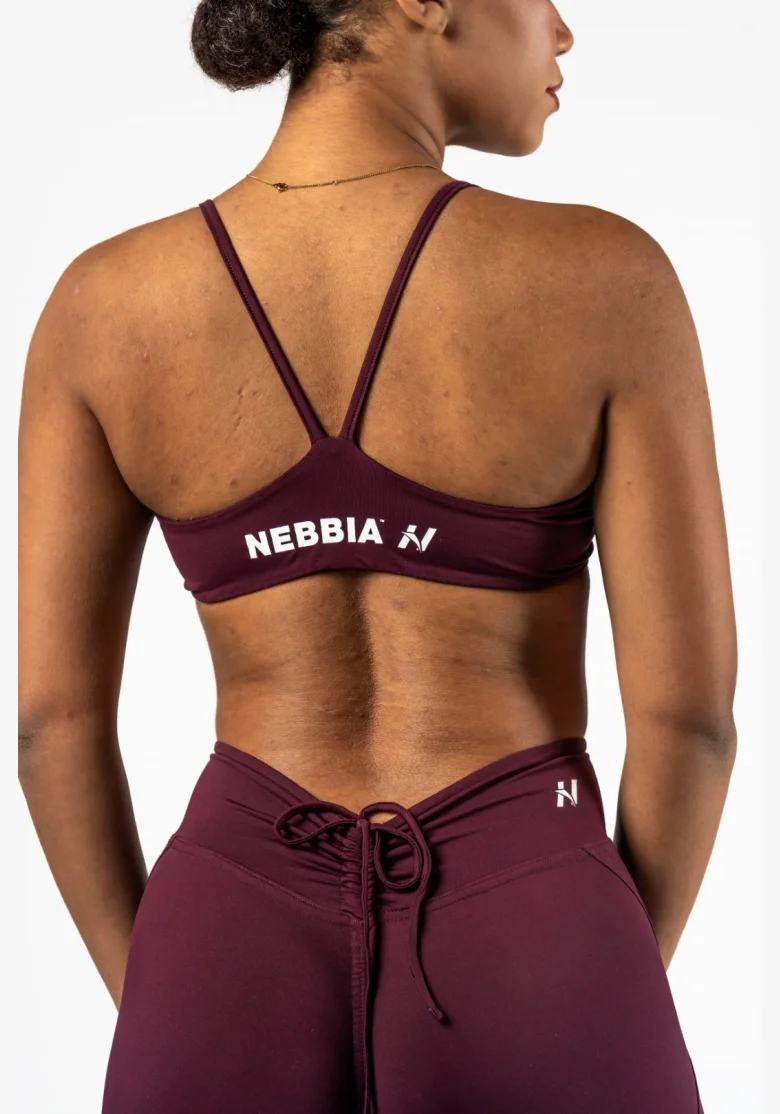 NEBBIA • NEBBIA Reggiseno sportivo con supporto medio TWIST-KNOT bordeaux • Nebshop.cz