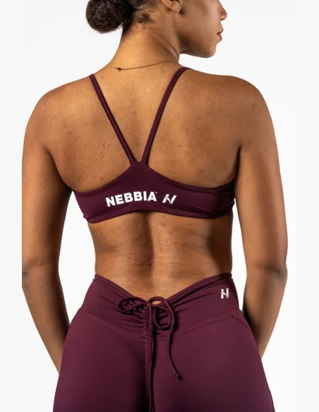 NEBBIA • NEBBIA Reggiseno sportivo con supporto medio TWIST-KNOT bordeaux • Nebshop.cz
