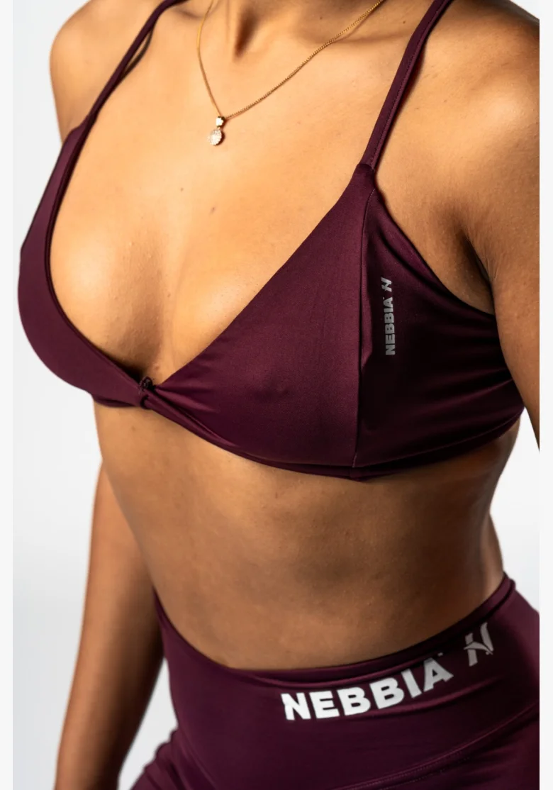 NEBBIA • NEBBIA Reggiseno sportivo con supporto medio TWIST-KNOT bordeaux • Nebshop.cz