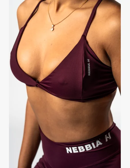 NEBBIA • NEBBIA Reggiseno sportivo con supporto medio TWIST-KNOT bordeaux • Nebshop.cz