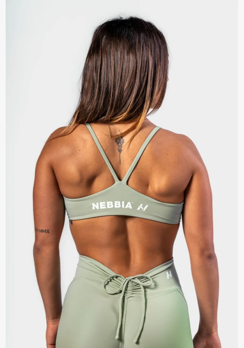 NEBBIA • NEBBIA Reggiseno sportivo con supporto medio TWIST-KNOT verde chiaro • Nebshop.cz