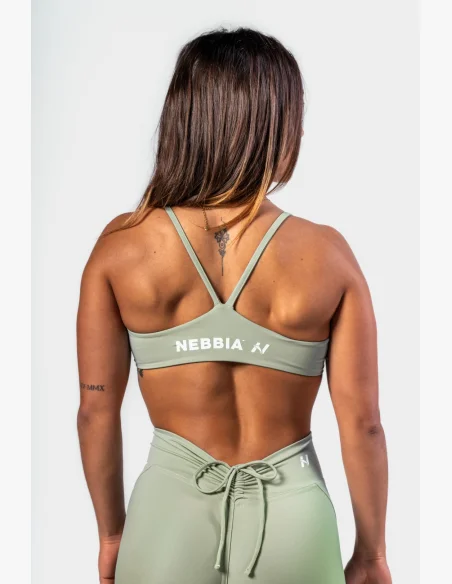 NEBBIA • NEBBIA Reggiseno sportivo con supporto medio TWIST-KNOT verde chiaro • Nebshop.cz