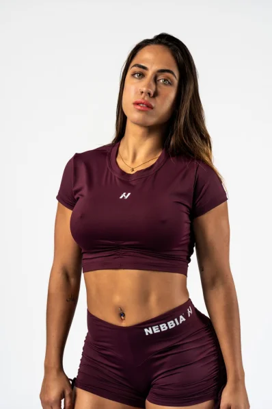 NEBBIA • NEBBIA Top corto con schiena aperta STRONG BEAUTY borgogna • Nebshop.cz
