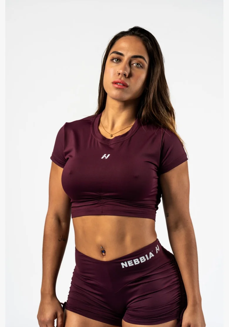 NEBBIA • NEBBIA Top corto con schiena aperta STRONG BEAUTY borgogna • Nebshop.cz
