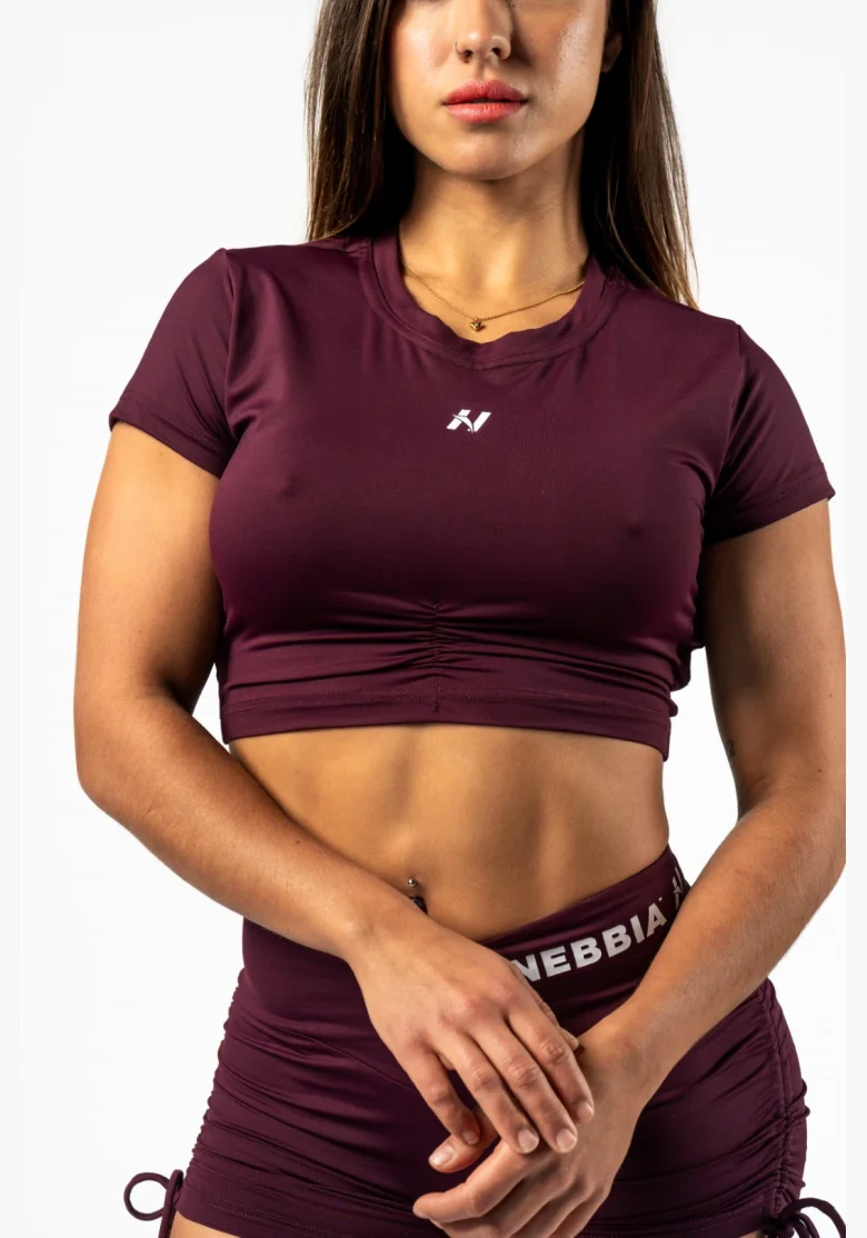 NEBBIA • NEBBIA Top corto con schiena aperta STRONG BEAUTY borgogna • Nebshop.cz