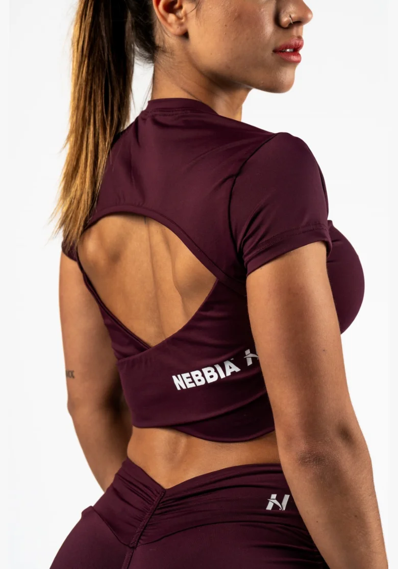 NEBBIA • NEBBIA Top corto con schiena aperta STRONG BEAUTY borgogna • Nebshop.cz