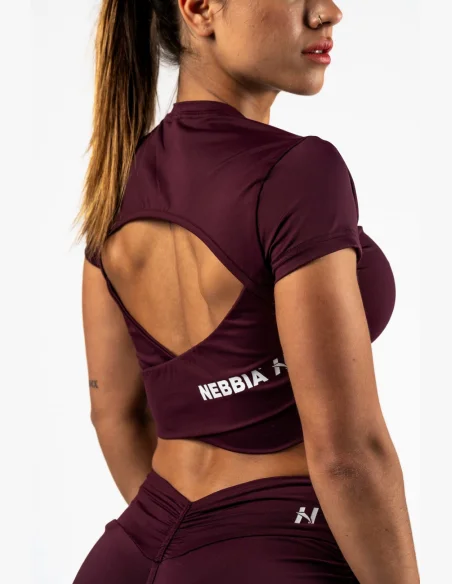 NEBBIA • NEBBIA Top corto con schiena aperta STRONG BEAUTY borgogna • Nebshop.cz