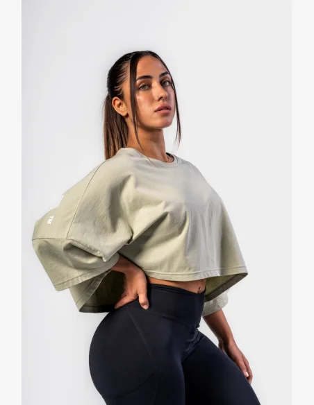 NEBBIA • NEBBIA T-shirt cropped oversize JUST FLOW verde chiaro • Nebshop.cz